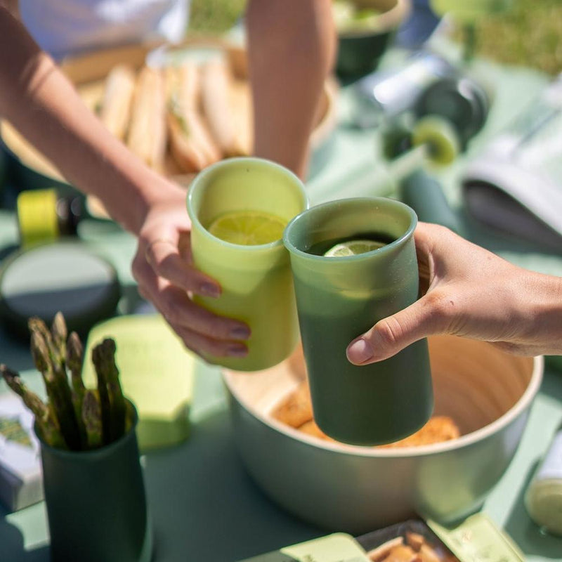 Porter Green: Stegg Unbreakable Silicone Highball Glasses - Sage + Olive (Markham)