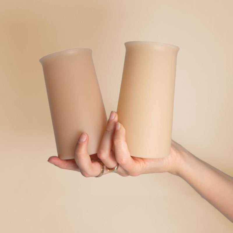 Porter Green: Stegg Unbreakable Silicone Highball Glasses - Wheat + Oat