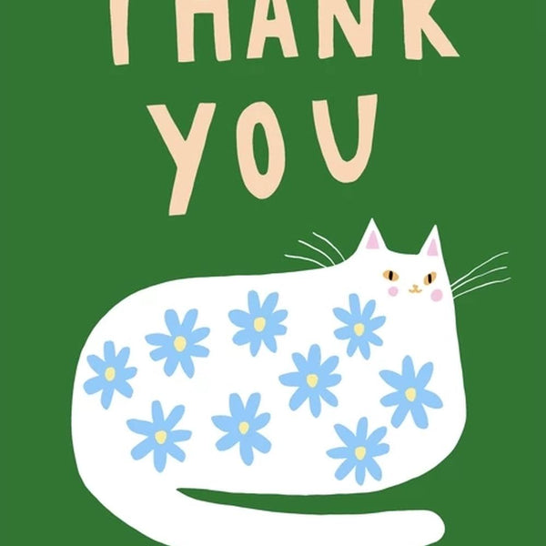 Sunpatch Society: Greeting Card - Thank You Cat Green