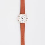 The Horse: Classic Watch - Rose Gold Case - White Dial - Charcoal  - Walnut