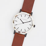 The Horse: Resin Watch - Nougat Shell  - White Dial - Tan Band