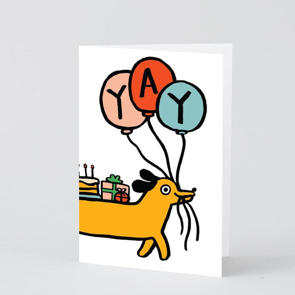 Wrap: Birth-Yay Sausage Dog Greetings Card