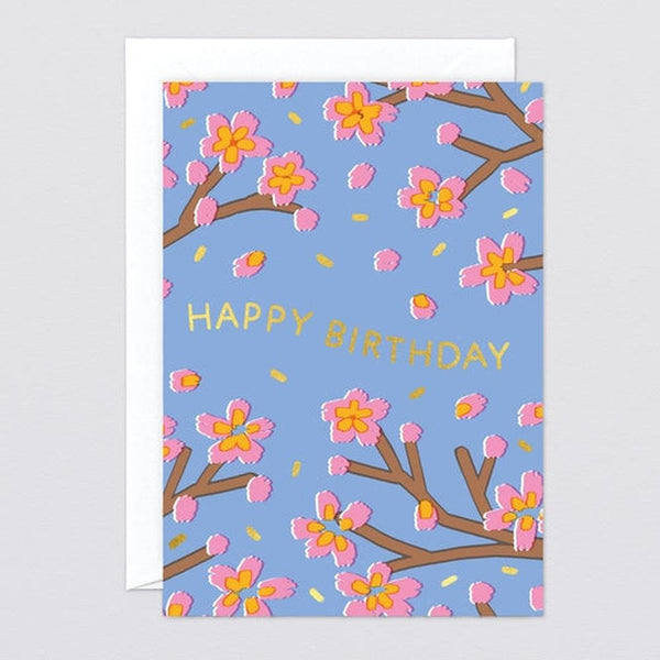 Wrap: Happy Birthday Flowers Foiled Greetings Card