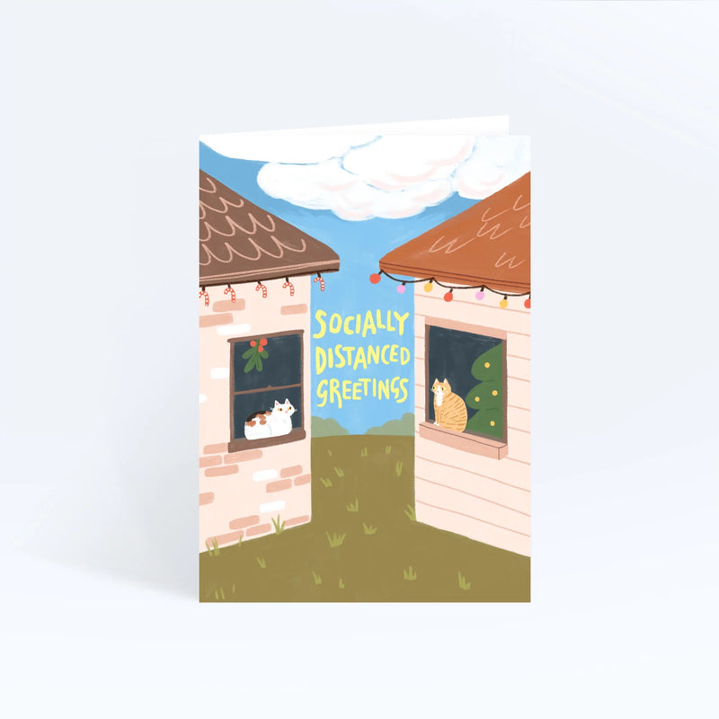 Sunpatch Society: Greeting Card - Socially Distanced Greetings Cat