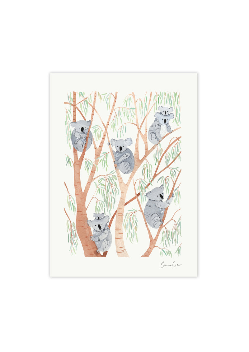 To The Trees: A4 Print - Koalas