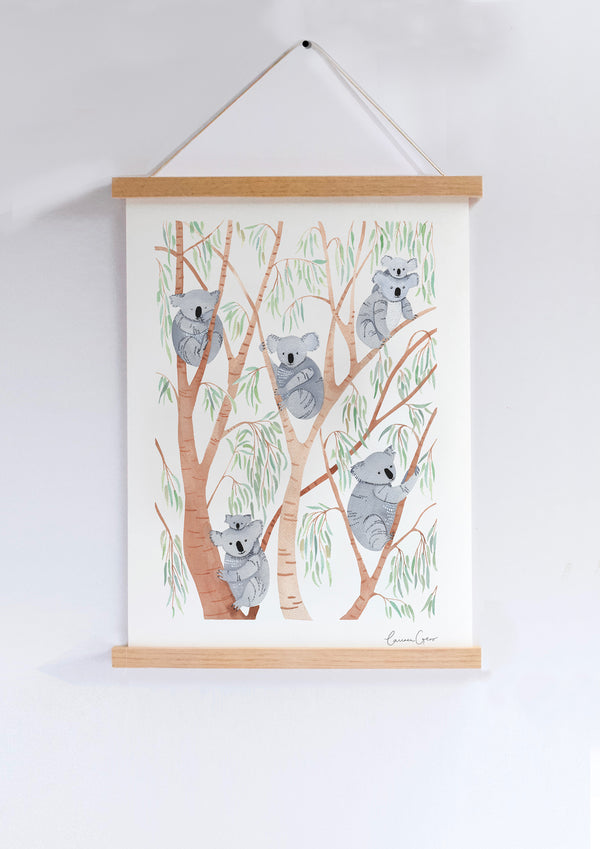 To The Trees: A4 Print - Koalas